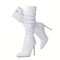 Zhabtuc Stivali al Ginocchio da Donna Stivali Alti al Ginocchio in Finta Pelle Scamosciata 10 cm con Tacco a Spillo e Punta a Punta con Zip Laterale Scarpe Eleganti, Strass argento, 42 EU