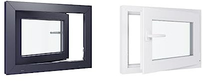 Ventana de PVC – 700 x 500 mm – Cristal – Bicolor blanco int/antracita ext-mango a la izquierda