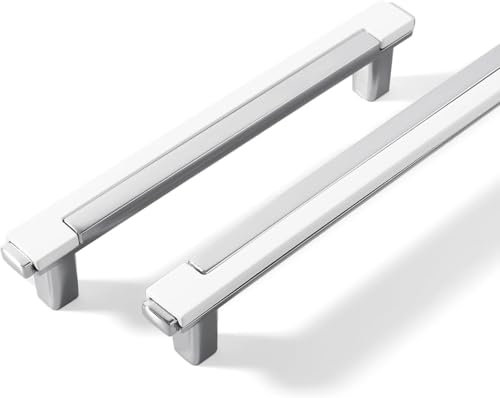 SYZOW 6 Pièces Poignee de Meuble Cuisine Entraxe 96mm Poignée de Meuble Blanc argent Poignée Meuble Cuisine Poignee de Porte Cuisine Poignée Tiroir Poignée