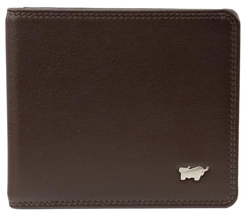 BRAUN BÜFFEL - Geldbörse Herren mit Geldklammer aus echtem Rindleder Golf 2.0 - Geldbeutel Portemonnaie für Männer mit 8 Kartenfächern & Dollarclip - Handliches Portmonee - Edles Braun