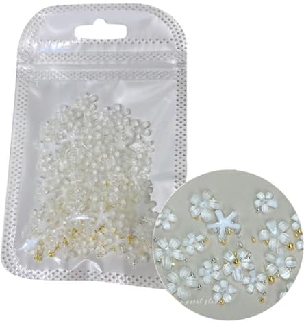 3D Flower Nails Art White Flower Resin Manicure Supplies Nails Art Decorations for Women