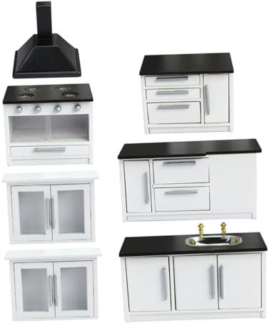 KOMBIUDA De Muebles De Cocina Miniatura De Madera De Gas 7 Piezas Adornos para Minimuebles Decoración