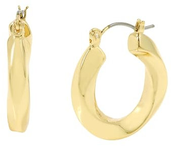 Steve Madden gewebte Twist-Creolen für Frauen, stylischer und leichter Schmuck, vergoldet, kleine Creolen