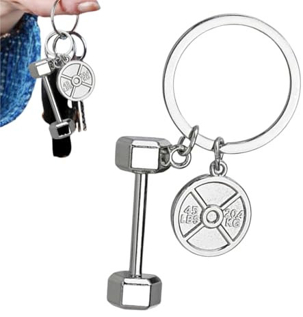 LiJuanWang Porte-clés haltère métallique,Porte-Bonheur en métal,Poids haltère Bodybuilder Porte-clés,pour ami,Famille,entraîneur,Bodybuilder,Cadeau d'anniversaire,Noël,Mariage,pour Homme et Femme