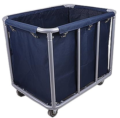 GBPLDMAQ Putzwagen Reinigungswagen aus Edelstahl, Wäschekorb mit Rädern, Dicker Oxford-Stoffbeutel, Großes Fassungsvermögen und Geräuscharmes 4-Zoll-Rad(Blue)