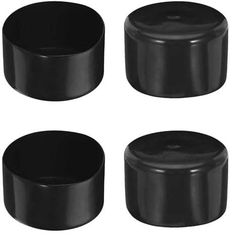 4PCS Rubber End Cap, 70mm ID Round Tube Bolt Cap, Protector Cover Rubber End Cap, Flexible Blot Protector PVC Cap For Tubing, Fence, Pipe Post, Furniture, Railing (BK)