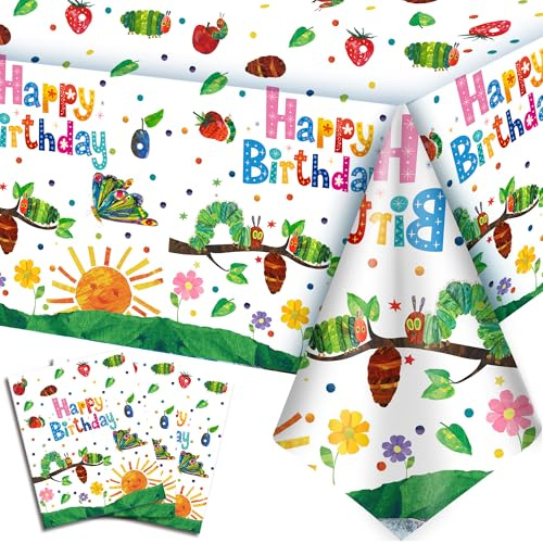 The Very Hungry Caterpillar Party Deko,3pcs The Very Caterpillar Party Tischdecke Hungry Caterpillar Geburtstag Tischdecke für Raupen Party Dekoration, Caterpillar Deko Geburtstag, Babyparty