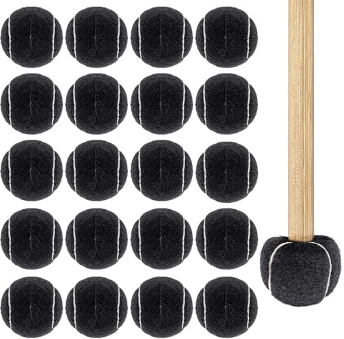 Lot de 24 Balles de Tennis Prédécoupées pour Déambulateur et Meubles | Patins en Feutre Noirs pour Chaises, Tables et Pieds de Meubles, Protection Sol, Anti-Rayures et Réduction du Bruit