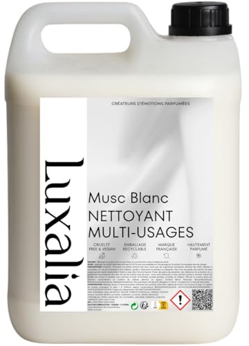 Nettoyant Sol & Multi-Usages Musc Blanc - Sols & Surfaces - Hautement Parfumé & Ultra Efficace - 5 Litres - LUXALIA