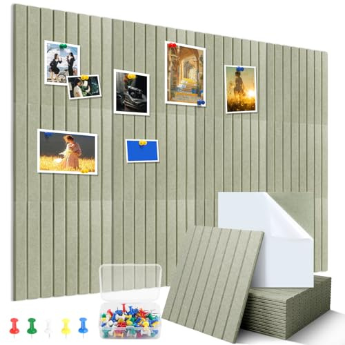 ENUTROF Filz-pinnwand Pinnwand Filz Selbstklebend für Wände Grün 12Stk 9mm | Dick Dekorative Große Faltbare Fototafel für Büro Küche Schulen Kinderzimmer Fotos Memos Sichttafel