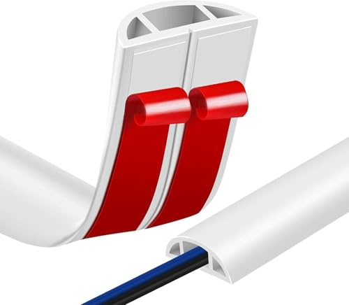 WAIZHIUA 3M Kabelkanal Selbstklebend, Flexibler Kabelkanal Halbrund zum Verstecken für 2 Kabe, Cable Hider, Leicht zu schneiden, Minikabelkanäle für Drähte an der Wand Boden, Weiß