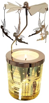 Kingnero Duftkerze mit Karussell, Lavendel Duft, Rotierender Kerzenhalter, Geschenk für Mama Ehefrau Geburtstag Valentinstag Jahrestag (Fee)