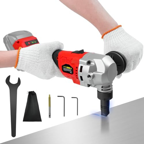 Cordless Metal Nibbler for Milwaukee 18V Battery, Brushless Metal Cutter | Electric Nibbler Metal Cutter with Stainless Steel,Aluminium,30000RPM,Dusty Bags,2 Blades(No battery)