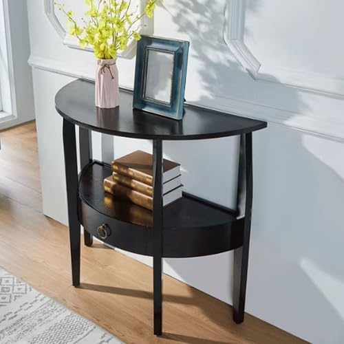 JOSIAHCQ Table Console en Bois Entree avec Rangement Table d'Appoint avec Tiroir pour Salon Couloir Bureau Derrière Canapé(Nero,66cm/26in)