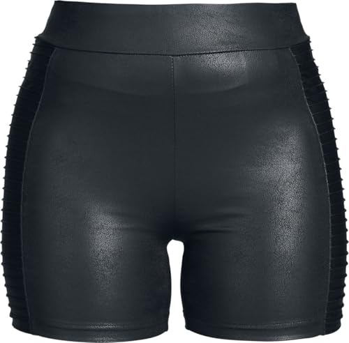 Black Premium by EMP Damen Schwarze Kunstleder-Shorts mit Gummizug XXL