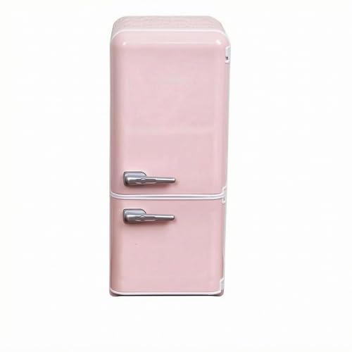 PETSOLA Nevera Muñecas Iluminación Interna Nevera Doble Puerta Realista Frigorífico Muñecas, Rosa