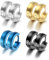 Cupimatch 4 paare Herren Damen Creolen Ohrstecker Set, Edelstahl Clips Ohrringe Ohrschmuck Kappcreolen in Farben silber gold blau schwarz