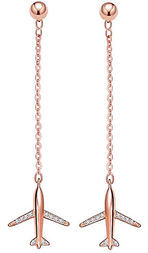 Unendlich U Modisch Flugzeug Damen Mädchen Ohrhänger 925 Sterling Silber Zirkonia Ohrringe Ohrschmuck, Rosegold