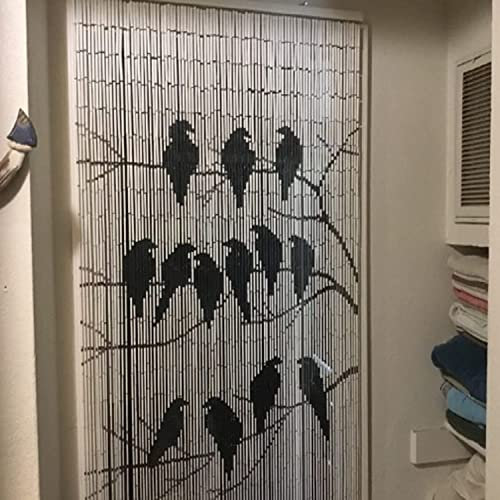 TACHILC The Birds Bamboo Beaded Curtain for Doorway, Beaded Curtain for Closets, Bamboo Door Beads Hanging Decoration, Hippie Beads for Doorways 35.5 inches x 78 inches