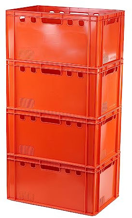 4 Stück E3 Kisten 60x40x30 Fleischkiste Lagerkiste Metzgerkiste in rot