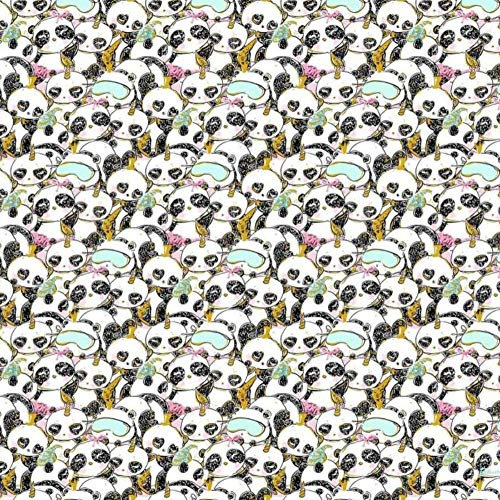 11,99€/m Panda 100% Baumwolle Baumwollstoff Kinder Meterware Handwerken Nähen Stoff (viele Panda als Einhorn Gold, 100x160cm (11,99€/m))