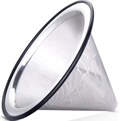 Kaffeefilter Edelstahl kompatibel mit Chemex Hario Bodum & andere Kaffeebereiter - Wiederverwendbarer Handfilter Kaffe Pour Over - Kaffeetropfer mit breiter Metallbasis – Papierloser Permanentfilter