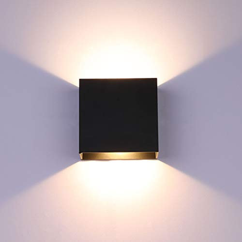 Glighone LED Wandleuchte innen, 10W Wandbeleuchtung Up Down, 3 Helligkeit Dimmbar, LED Wandlampe Modern für Wohnzimmer, Schlafzimmer, Flur, Balkon, Treppe- Schwarz Warmweiß