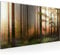 Runa Art Wandbild Wald Hirsch 1 Teilig 100 x 40 cm Modern Bild auf Vlies Leinwand Natur Wohnzimmer Schlafzimmer Grün Gelb 012712a