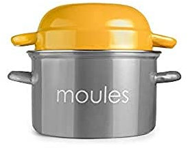 IBILI Sartén para mejillones, color melocotón, acero esmaltado, apta para inducción, gris/amarillo, 18 cm