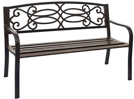 Mendler Gartenbank HWC-F44, Bank Parkbank Sitzbank, 2-Sitzer pulverbeschichteter Stahl - Vintage Bronze
