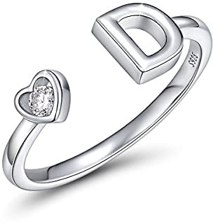 CRYSLOVE Buchstabe Ring Silber 925 Damen Offener Verstellbare stapelba Personalisierter Initiale Alphabet A-Z Ring für Mutter Freundin