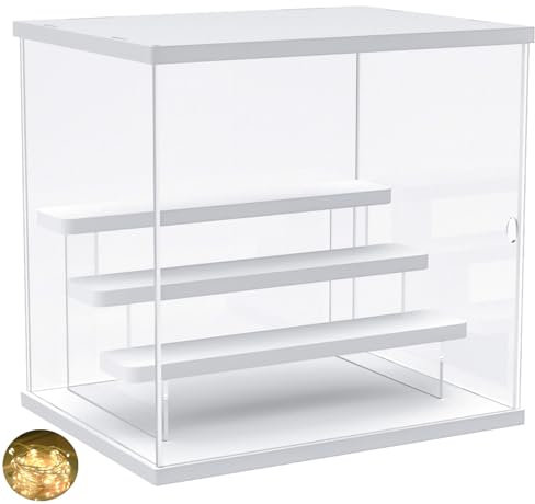 Joody Vitrine Acryl Vitrine Transparent, Vitrine für Figur, Amiibo, Objekt Manga, Acryl-Vitrine, Wohnzimmer, mit Tür und Ständer, Aufbewahrungsbox für Schaufenster, Büro, Ausstellung