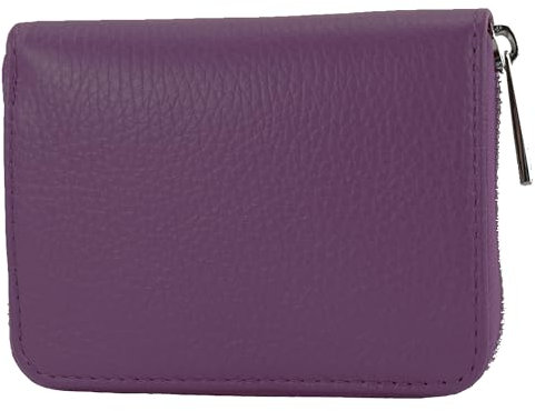 modamoda de P04 Portefeuille pour femme, en cuir véritable, court, style italien, lilas, Small