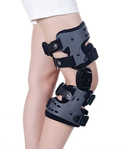 NYSJTYD Verstellbare Knieorthese, klappbare stabilisierende Knieorthesen für Knieschmerzen, Post-OP, Meniskusriss, Verstellbarer Medizinisch-Orthopädischer Stützstabilisator, Right, Einheitsgröße