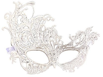 SHINEHUA 1 Stück Damen Spitze Maske, Venezianische Maske Sexy Lace Maske Schwarz Augenmaske Maskerade Maske für Karneval Party Kostüm Ball (White, OneSize)