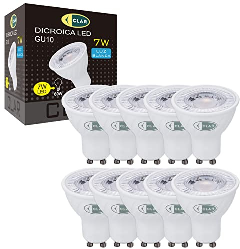 CLAR - GU 10 LED Neutralweiß, GU10 LED 4000K, 7W (Pack 10)