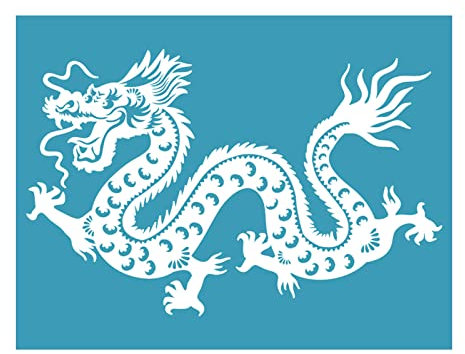 Pochoir de sérigraphie adhésif - Dragon chinois réutilisable - Pochoirs en maille pour décoration de planche en bois, sac, t-shirt, papier et décoration de la maison