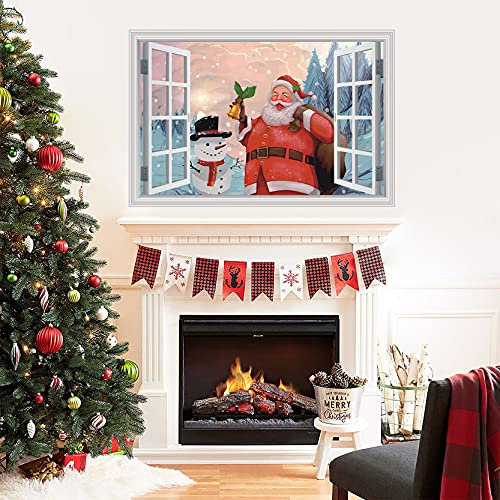 ANHUIB 3D Natalizie Adesivi,Sticker Murali Decorativi Natalizi,Adesivi da Parete Babbo Natale per Soggiorno,Rimovibile Adesivi Murali Natalizie per Camera da Letto Camera Bambini Decorazioni