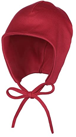 modAS Baby Mütze aus Baumwolle - Kopfbedeckung Mädchen Jungen mit Bindeband und Ohrenschutz in Blau-Royal 45 cm – ca. 9-12 Monate
