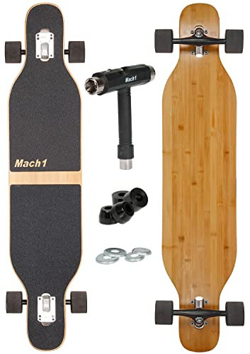 Camber Longboard mit Keramik Kugellager in Flex1 Drop Through Cruiser Freeride Skaten Komplettboard mit T-Tool