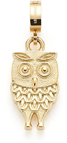 Leonardo Jewels Clip&Mix Lilo Anhänger, Ketten-Anhänger aus Edelstahl, 2,5 cm, kleiner Eulen Armband-Charm, Gold, Damen Schmuck, 022886