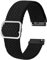 BISONSTRAP Nylon Uhrenarmband 16mm, Verstellbare Geflochtene Uhrenarmbänder für Herren und Damen, Schwarz/Silber Schließe