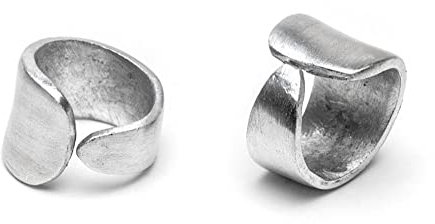 Vestopazzo VLNET Ring, unregelmäßig, aus 100% recyceltem Aluminium, Einheitsgröße, verstellbar, handgefertigt | AL16219 mit Eulen-Glücksbringer