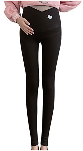 Vêtements post-partum Gravida pour femmes enceintes - Leggings taille haute - Pantalon crayon extensible - Vêtements de grossesse mignons, Noir , M