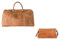 HOLZRICHTER Berlin Weekender Bundle No 1-10 (L) camel - Hochwertige Weekender-Reisetasche No 13-1 & Kulturtasche No 5-2 mit Bügelverschluss handgefertigt aus Premium-Leder