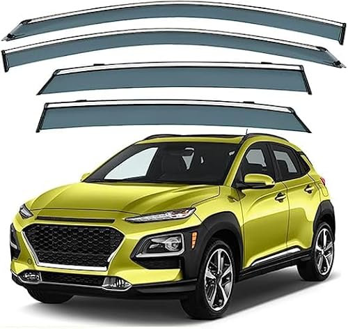 BRADOC 4 Stück Autofenster Windabweiser für Hyundai Kona OS 2018-2022, Autofenster Vorn Und Hinten Regenschutz Seitenfenster Luftabweiser