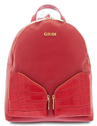 Giudi ® - Damentasche aus Kalbsleder, echtes Leder, Rucksack aus Leder, ein Fach, Made in Italy (Dunkelrot) - 12171/LG/FIE/BALO-1KS, Dunkelrot, 29,00 x 27,00 x 14,00 cm