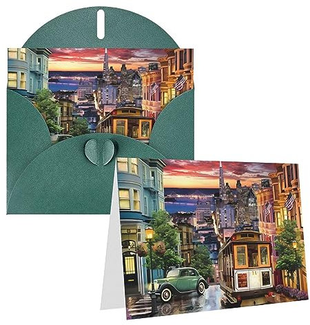 Grußkarten mit San Francisco-Druck, blanko, mit Umschlägen für Business, Einladungen, Geburtstag, Hochzeiten, 10,2 x 15,2 cm