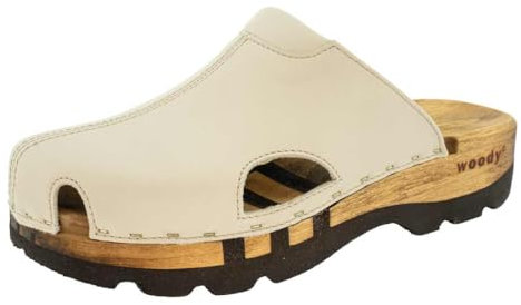 woody Unisex Lissabon Holzschuh, Creme, 40 EU