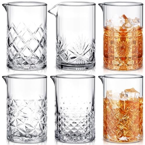 Inbagi Cocktail-Rührglas, 680 ml, Cocktail-Rührglas, Cocktail-Mischkrug zum Rühren von Getränken, Heimbar, Zubehör, 6 Stile